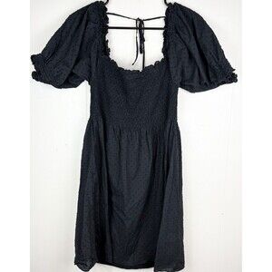 Hill House Athena Black Swiss Dot Dress, Large